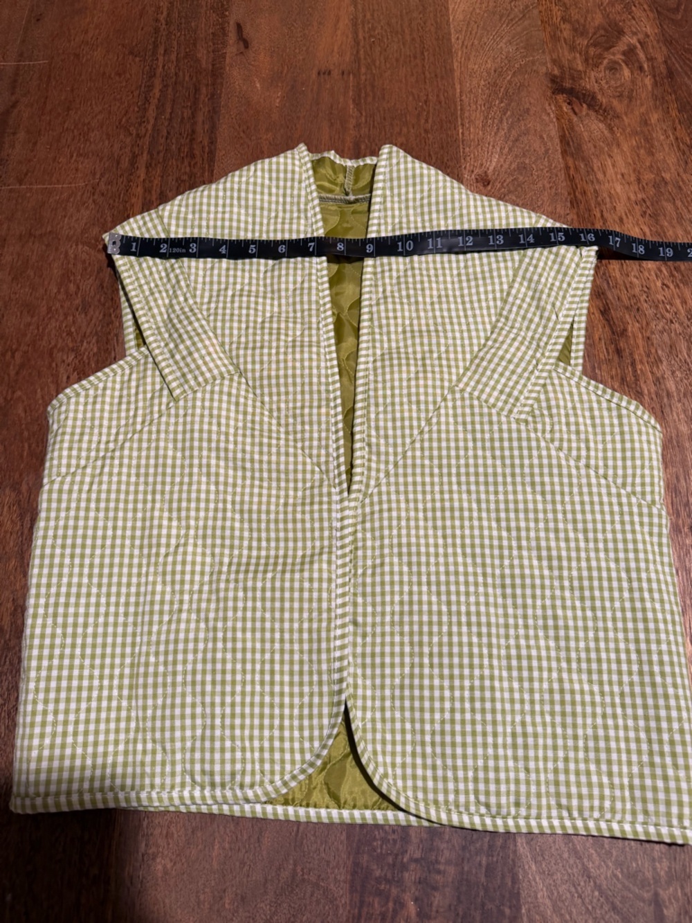 NWOT Italian Boutique Quilted Gingham Vest - Green - Siena Italy - Picture 5 of 7